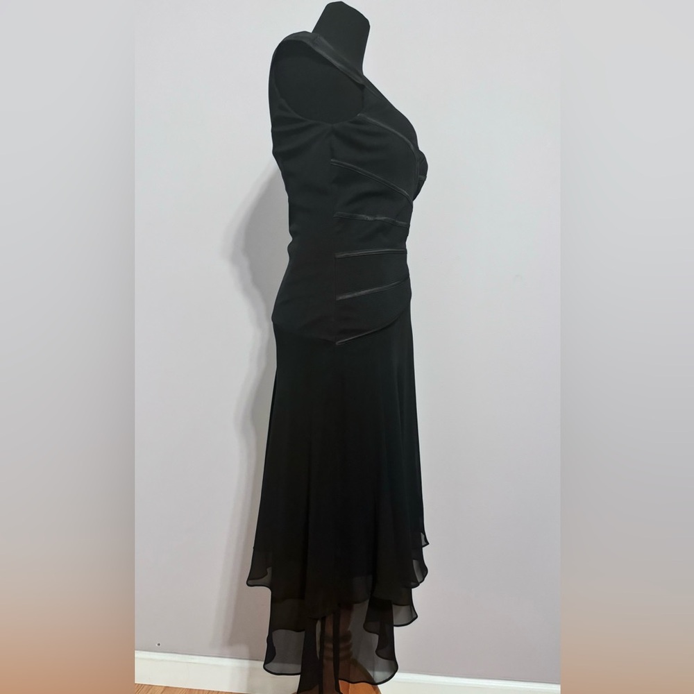 ABS black sheer v-line and back midi dress New Size 6